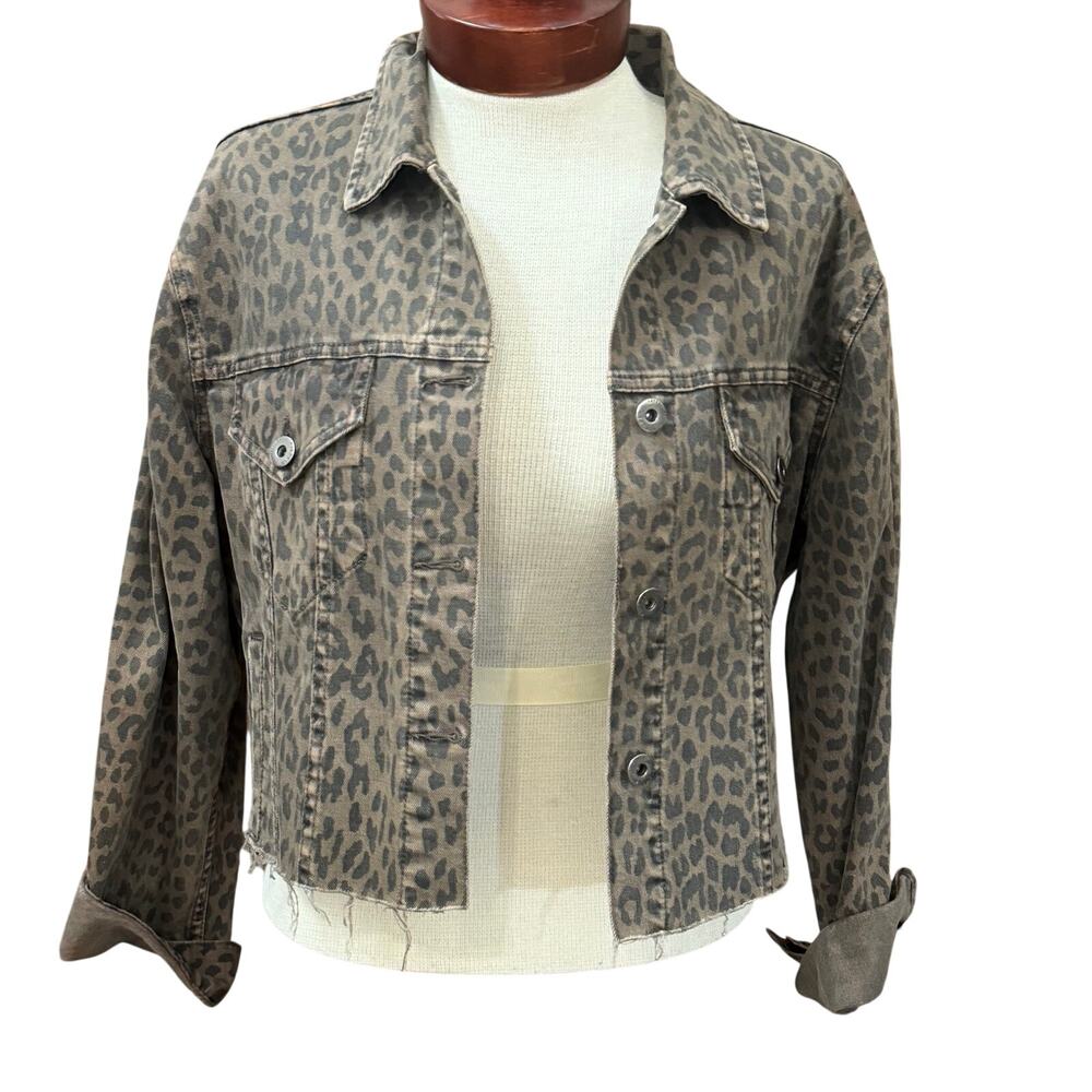 Pistola Denim Naya Cropped Jacket Leopard Size Small Jean